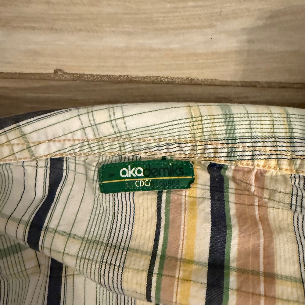 Vintage Akademiks Plaid Button Down Shirt Mens 2XL Green Yellow Y2K Streetwear - Picture 5 of 11
